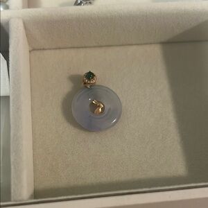 18k rose gold Natural diamond and Purple jade jadeite Pendant